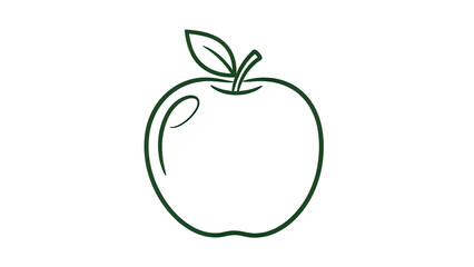 Green apple outline PNG isolated on transparent background, simple fruit drawing for healthy eating and educational resources