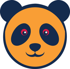 Fototapeta premium Orange panda face with dark blue ears eyes and nose animal vector illustration EPS file download. 