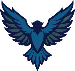 Blue and dark teal vector eagle with wings spread bird flying vector illustration EPS file download.
