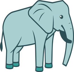 Simple light blue elephant vector graphic with dark blue outline animal mammal vector illustration EPS file download.
