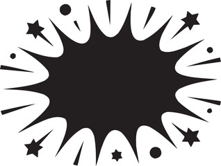 Comic Burst Graphic Icon in Line Style. A stylized comic-style explosion with stars and dynamic lines