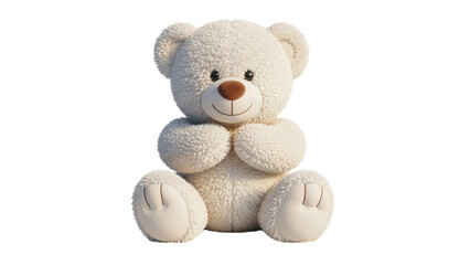 Adorable fluffy teddy bear PNG isolated on transparent background, cute stuffed animal toy for kids and decoration use