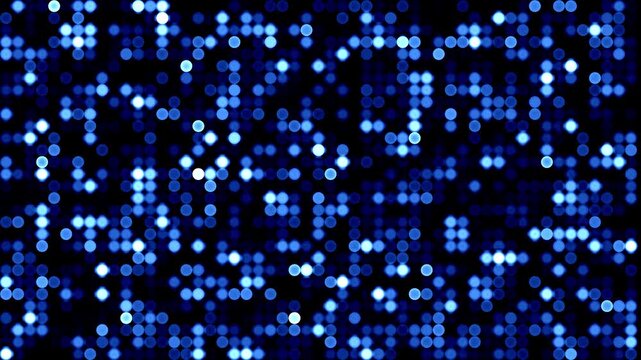 abstract digital background with blinking circle pixel light pattern in blue white colors, symbolic motion design element animation for big data and digital architecture