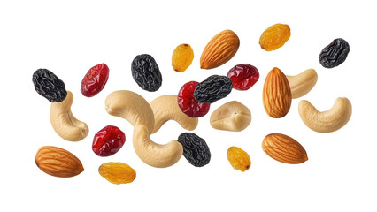 Trail mix isolated PNG on transparent background, almonds cashews and raisins for healthy snack and nutritious food ingredient © Eoin
