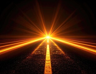 Glowing road converges to a distant bright light