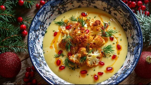 Creamy Cauliflower Soup With Festive Cor