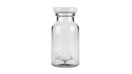 Pill bottle with white tablets isolated PNG, medicine container for healthcare and pharmaceutical use on transparent background