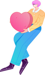 A relief illustration of a figure holding a caring hand, embodying the act of sharing affection.
