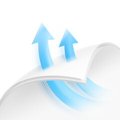 Two wavy layers with arrow. Great for the presentation of permeable materials. Vector illustration isolated on white background. Template for your product. EPS10.