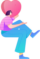 A relief illustration of a figure holding a caring hand, embodying the act of sharing affection.
