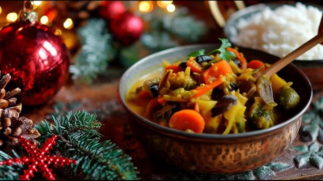 Vegetable Curry With Christmas Cor