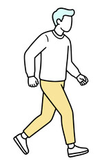 急ぐ男性の全身線画イラスト - 通勤・遅刻・ジョギング・ウォーキング・健康・ビジネス・アイコン