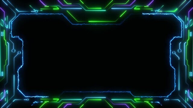 Futuristic digital Frame HUD element cyber frame technology video overlay templates. Digital futuristic motion graphic element cyber generated background. security hologram frame border 4k background.