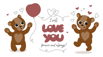 Cute Bear Characters With Love Quote