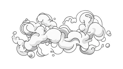 Abstract Cloud Formation Illustration, Creative Graphic Art, White Background, Side View, Conceptual Design
