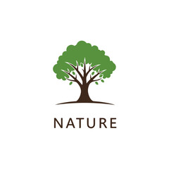 Obraz premium Simple stylized green tree logo icon for nature and environment concept