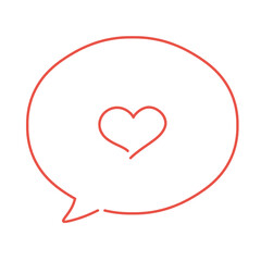 落書きのようなラフな手描きのハートイラスト 赤