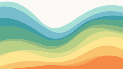 Gradient wave layers with blue, green, yellow, and orange hues providing a calming vibrant vibe
