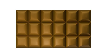 Chocolate bar top view on transparent background
