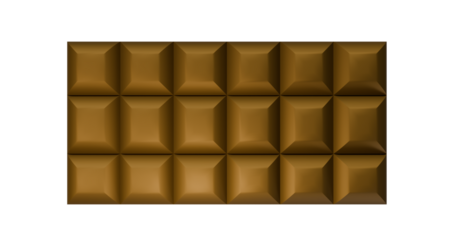 Chocolate bar top view on transparent background