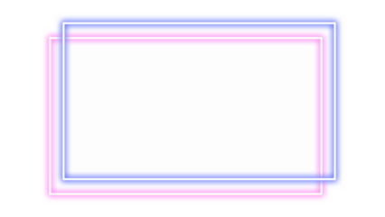 Neon colored purple and pink square frame on a transparent background
