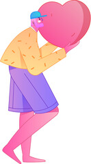 A relief illustration of a figure holding a caring hand, embodying the act of sharing affection.
