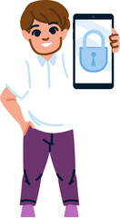 Man holding smartphone showing secure digital lock