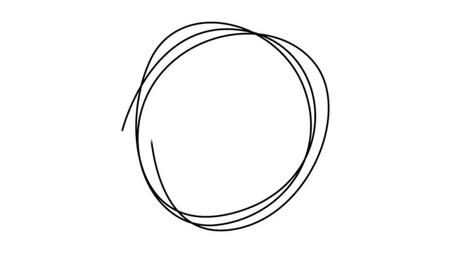 circle line shape animation continuous one line drawing, Single continuous line drawing depicting a circle intersected by a wavy line animation video, . Full length one line animation. 4K, minimalist.