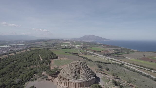 Flying Over the Royal Mausoleum of Mauretania &ndash; Historic Landmark in Algeria