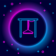 Glowing neon line Automatic irrigation sprinklers icon isolated on black background. Watering equipment. Garden element. Spray gun icon. Colorful outline concept. Vector