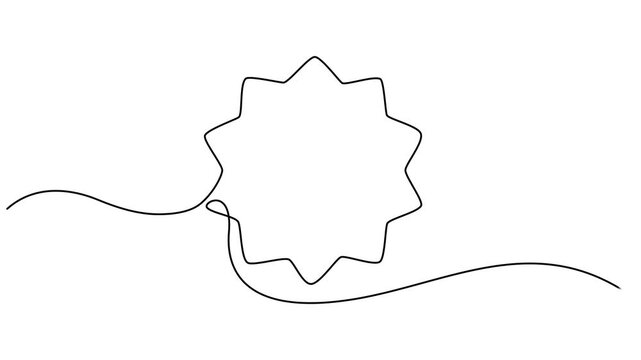 promo labels animation continuous one line drawing, continuous line drawing of super Sale tag emblem or logo design, One continuous line drawing of discount banner. Vector illustration. Linear video.