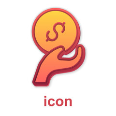 Gold Donation and charity icon isolated on white background. Donate money and charity concept. Vector