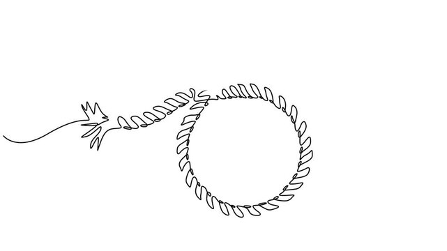 Strong rough brown rope animation continuous one line drawing, full length one line animation. minimalist pro vector illustration. self drawing animated Strong rough brown rope.