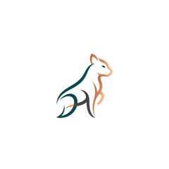 Fototapeta premium Minimalist line art illustration of a stylized squirrel or rabbit perfect for modern brand identity pet shop logos or nature-themed designs