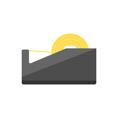 adhesive tape dispenser flat design vector illustration isolated on white background. illustration of a classic clear tape dispenser with a full roll of tape in office and crafting environments.