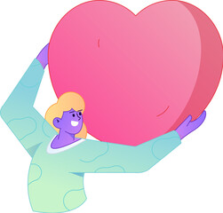 A relief illustration of a figure holding a caring hand, embodying the act of sharing affection.
