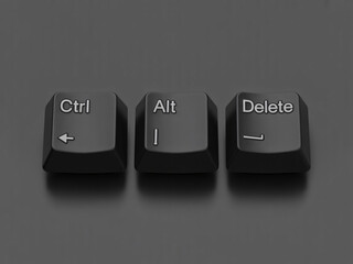 Essential computer hardware keys Control Alt Delete ready for system restart or emergency shutdown commands