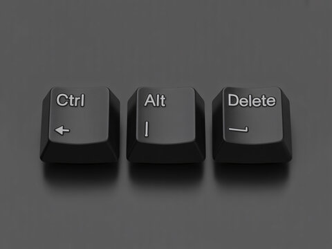 Essential computer hardware keys Control Alt Delete ready for system restart or emergency shutdown commands