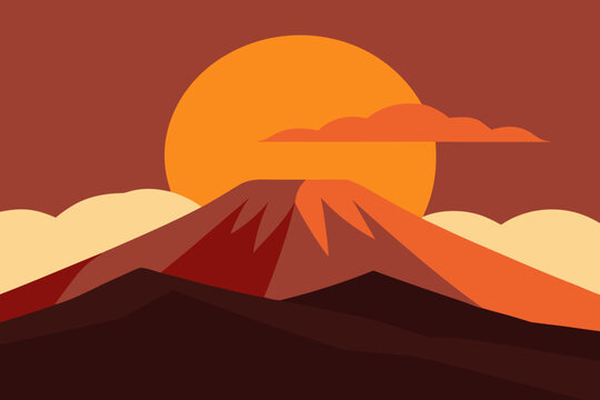 Bromo Tengger Semeru Volcano Vector Landscape 