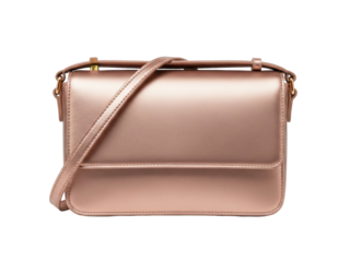 Isolated purse with a strap and hardware, metallic finish accessory for fashion needs