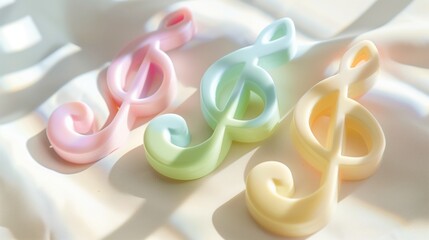 Pastel Treble Clef Ornaments on Soft Fabric