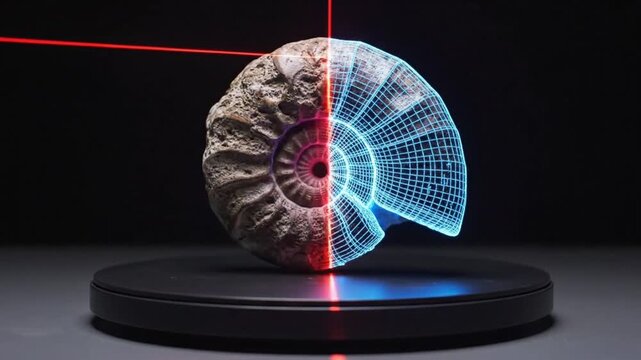 Futuristic Science Concept of Creating Virtual Reality Fossil Model