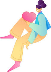 A relief illustration of a figure holding a caring hand, embodying the act of sharing affection.
