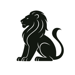 Black tribal silhouette vector design illustration of a wild lion head tattoo