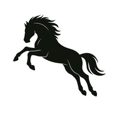 Black mustang stallion running wild vector silhouette illustration