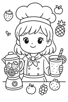 Naklejki Cartoon vector illustration of a funny chef