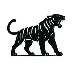 Cute cartoon vector illustration of a wild black and white tiger, isolated as safari animal art