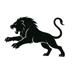 Black lion and panther vector illustration with a running horse silhouette design