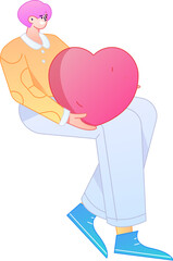 A relief illustration of a figure holding a caring hand, embodying the act of sharing affection.
