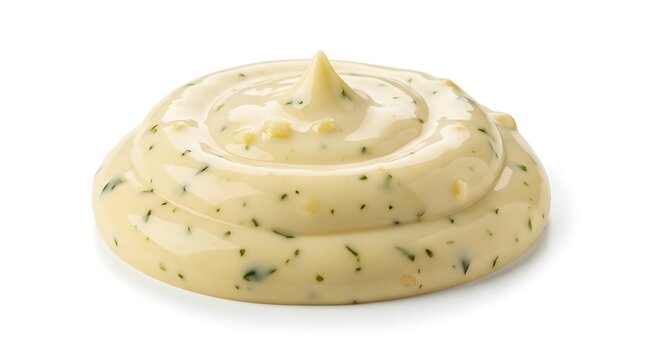 Creamy herb sauce dollop isolated on white background